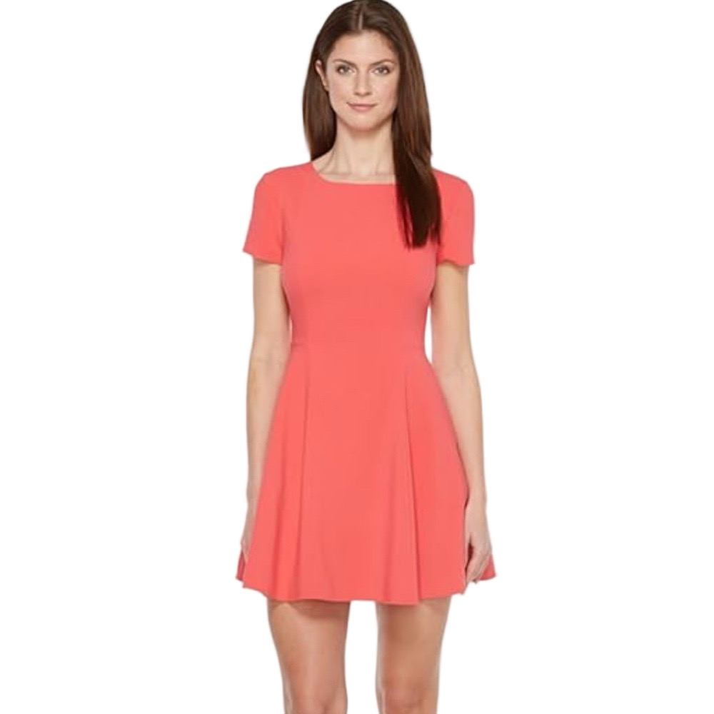 👒Halston Heritage Vibrant poppy color  Mini Dress size 8 GUC